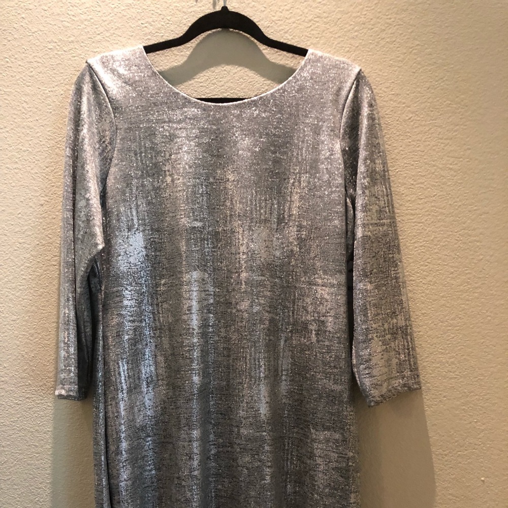 Metallic‎ silver dress.